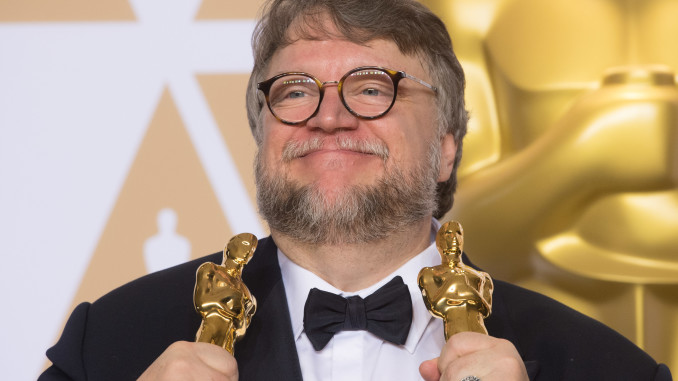 Guillermo del Toro  pose backstage with the Oscar® for best motion picture for work on “The Shape of Water” during the live ABC Telecast of The 90th Oscars® at the Dolby® Theatre in Hollywood, CA on Sunday, March 4, 2018.